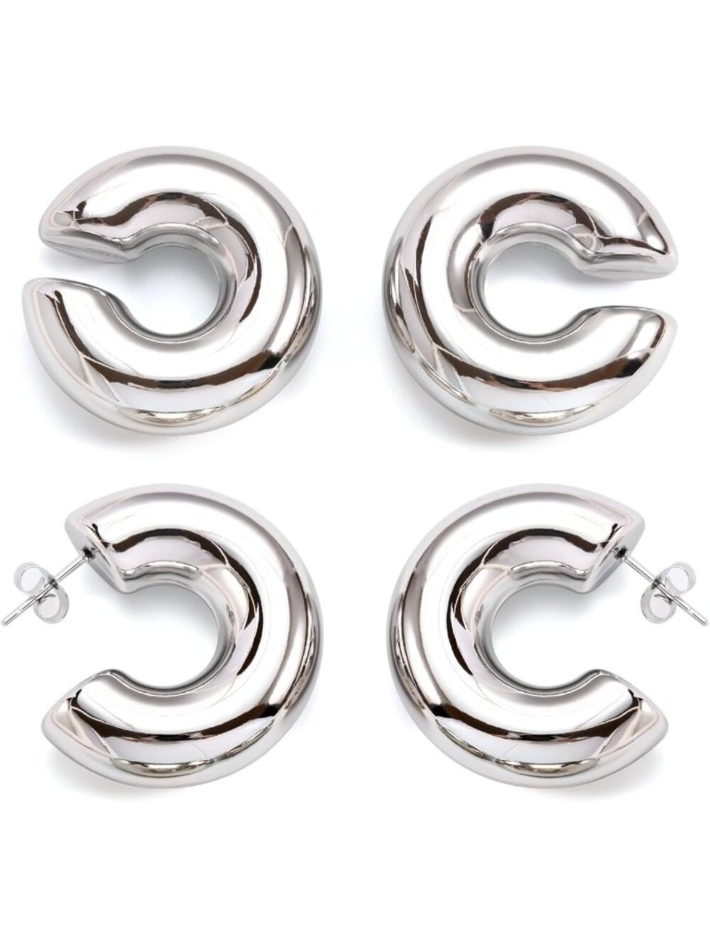 Chunky Gold & Silver Hoop Earrings for Women | 18k Gold Plated Ear Cuffs